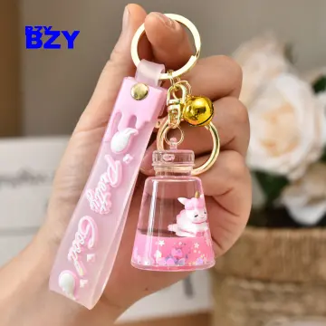 Cartoon Floating Tiger Keychain Liquid Quicksand Keyring Charm Bag