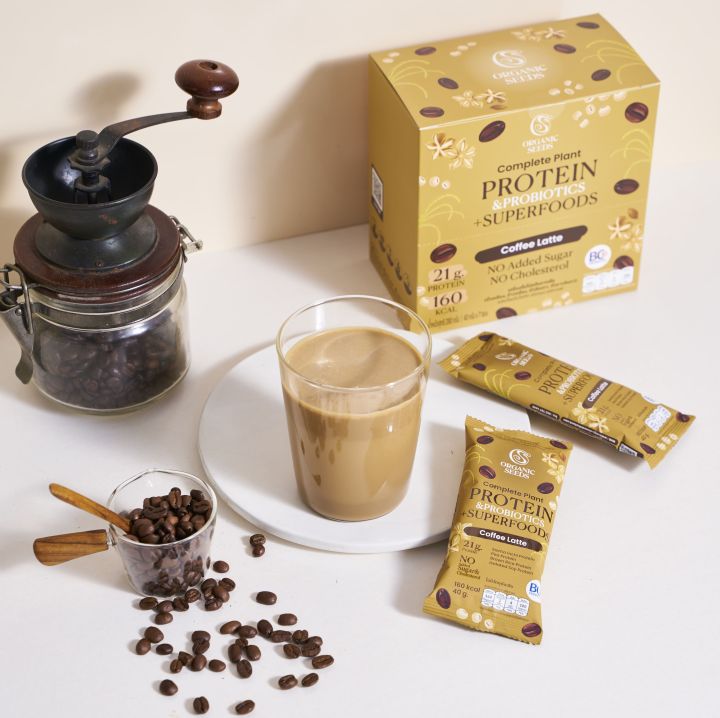 organic-seeds-โปรตีนและโพรไบโอติกส์จากพืช-complete-plant-protein-amp-probiotics-superfoods-coffee-latte-flavor-40-g