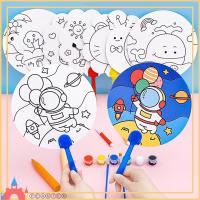 PEANTEK 5Pcs การ์ตูนทาสี พัดลมทาสี DIY สัตว์สัตว์สัตว์ แบบสุ่มสไตล์ พัดการ์ตูน น่ารักน่ารักๆ พลาสติก/กระดาษ พัดลมแบบมือถือ ฤดูร้อนฤดูร้อนฤดูร้อน