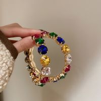 【YP】 FYUAN Fashion Colorful Big Hoop Earrings Round for Statement Jewelry