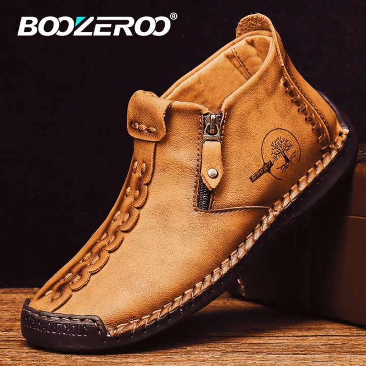 BOOZEROO 2023 New Fashion Men's Genuine Leather Shoes Handmade Soft and  Comfortable Men Flats (Size 38-48) 