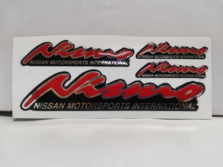 สติ๊กเกอร์-ชุด-เทเรซิ่นนูน-สำหรับรถ-nissan-คำว่า-nismo-nissan-motorsports-international-ติดรถ-แต่งรถ-นิสสัน-นิสโม้-sticker-สวย-ติดก้านล้อรถ-ติดก้านล้อ-ติดกันสาดร