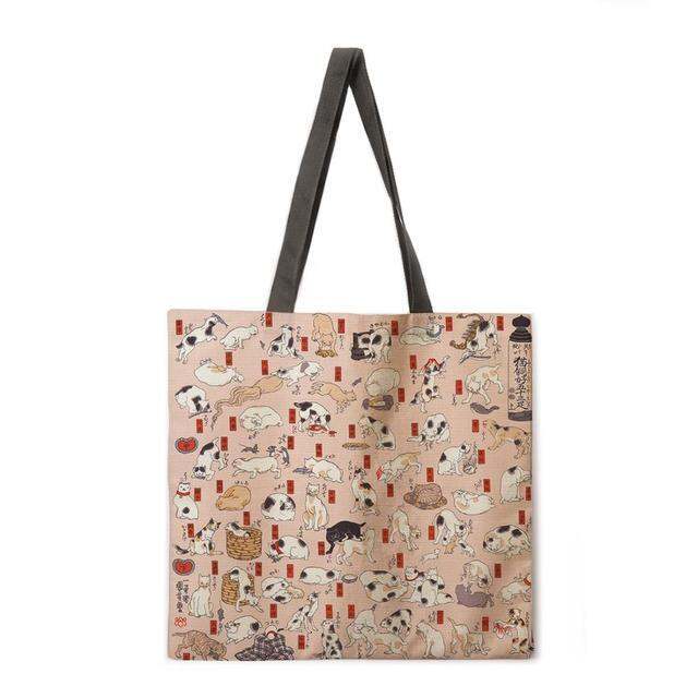 japanese-style-ukiyoe-print-tote-bag-linen-fabric-bag-casual-folding-shopping-bag-outdoor-beach-bag-everyday-handbag