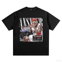 Nba Allen Iverson 76ers Short Sleeve T-shirt Sports Top Round Neck Training Jersey Unisex T-shirt Street a