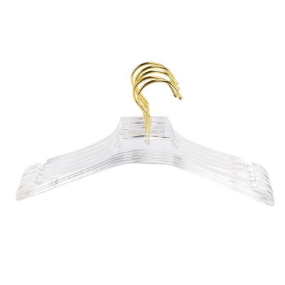 5 Pcs Clear Acrylic Clothes Hanger with Gold Hook, Transparent Shirts Dress Hanger with Notches for Lady Kids