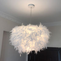 Mordern Feather Pendant Lamp E27 Lamp Holder Fairy Hanging Lamp Goose Feather Bedroom Dining Room Loft Chandelier Ceiling Light