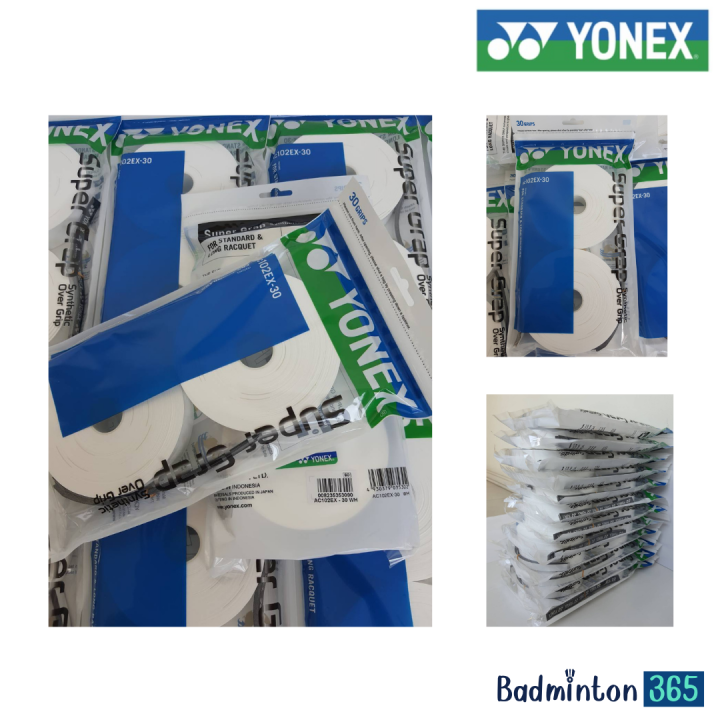 yonex-ac102ex-30-กริปพันด้าม-ไม้แบด-ไม้เทนนิส-super-grip-แบบ-30-ชิ้น-สีขาว-white