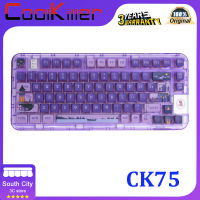 CoolKiller CK75 Pixel Fairy Tale โปร่งใสสีชมพูสีม่วงคีย์บอร์ดสามโหมดบลูทูธไร้สายคีย์บอร์ดเกมที่กำหนดเอง