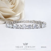 สร้อยข้อมือ ประดับคริสตัลเพชรกลม Round Brilliant Shape สลับไซส์ เครื่องประดับ BR035 ValueJewelry