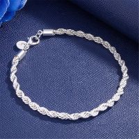 【hot】✻  Hot charms 4MM Twisted chain 925 Sterling silver for man Fashion classic Wedding party gift