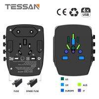 TESSAN Travel Adapter International Universal Power Adapter All-in-one with 4 USB  Mini Worldwide Wall Charger for UK/EU/US/Asia Wires  Leads  Adapter