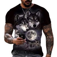 2023 Fashion Summer Man T Shirts Harajuku Hip Hop Clothing New Cool Wolf Animal 3D Ferocious Wolf Print Unisex Casual Short Sleeves