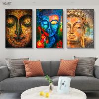 Abstract Buddha Face Poster Wall Art Canvas Painting Prints and Pictures Buddhism Artwork Home Living Room Decor No Frame