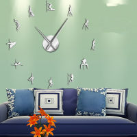 sexy pole dance detachable acrylic wall sticker wall clock diy large silent home watch clock decoration for living room klok