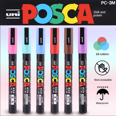 UNI POSCA MARKER ปากกา PC-3M POP โปสเตอร์โฆษณาอุปกรณ์ศิลปะสำนักงานนักเรียนภาพวาดอะนิเมะมือวาดเครื่องเขียน Graffiti-Yrrey