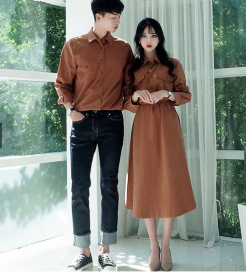 Đồ đôi nam nữ, set váy áo đôi phối cổ kẻ thiết kế phong cách Hàn Quốc, Váy  áo thun đôi cao cấp - Tìm Voucher