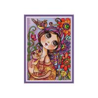 【hot】 Big-eyed girl cross stitch kit 14ct 11ct count print stitches needlework embroidery handmade