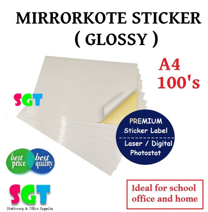 A4 Mirrorkote Sticker (Glossy) 100`s/pack | Lazada