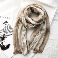 【Miki Xinyuan】 HighBufandas ผ้าพันคอบุรุษ FashionStriped ผ้าพันคอ SpringWarm Soft Shawls Cotton Tassel Scarves