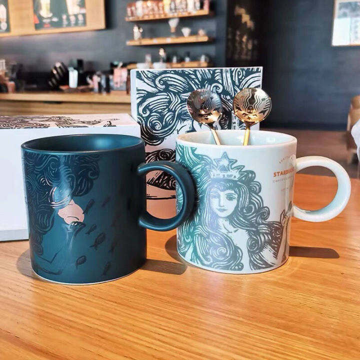 starbuck-mug-ถ้วยเซรามิค-ของขวัญฟรี-starbuck-ช้อนและ-coaster-355ml-mermaid-ocean-goddess-แก้วกาแฟเซรามิคคู่ถ้วยจำกัด-edition823