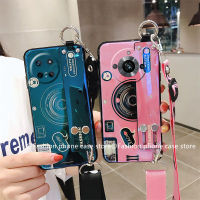 Phone Case เคส Realme 11 11X Realme11Pro + 5G 4G NFC แฟชั่นลายกล้องบลูเรย์พร้อมสายรัดข้อมือเคสนิ่มมีสายคล้อง Realme 11 Pro Plus 5G 4G NFC 2023