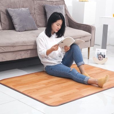 Heated Floor Mat For Foot, Wood Stripe Carbon Crystal Heating Pad, Electric Heated  Foot Warmers For Office, Home