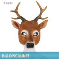 ?【Lowest price】TANG หน้ากากคอสเพลย์หัวกวางน่ารัก3D กวางเรนเดียร์คริสต์มาสสัตว์สมจริงชุดฮาโลวีนบอลอุปกรณ์ประกอบฉากปาร์ตี้งานรื่นเริง