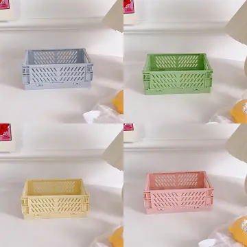 4-Pack Mini Plastic Baskets for Shelf Storage Organizing, Durable and  Reliable Folding Storage Crate, Ideal for Home Kitchen Classroom and Office