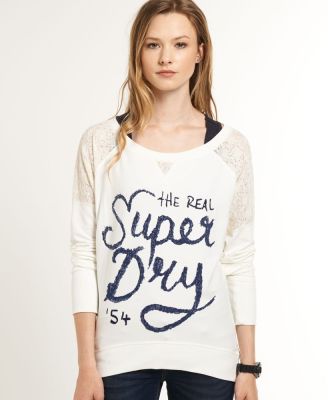 SUPERDRY LACE BURNOUT TOP - เสื้อแขนยาว สำหรับผู้หญิง