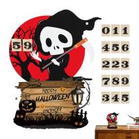 Halloween Advent Calendar 2023 Wooden Countdown Ornament With Pumpkin Skull Grim Reaper Wooden Calendar Ornament Handmade Halloween Home Decor With Cute Desk Blocks Calendar vividly