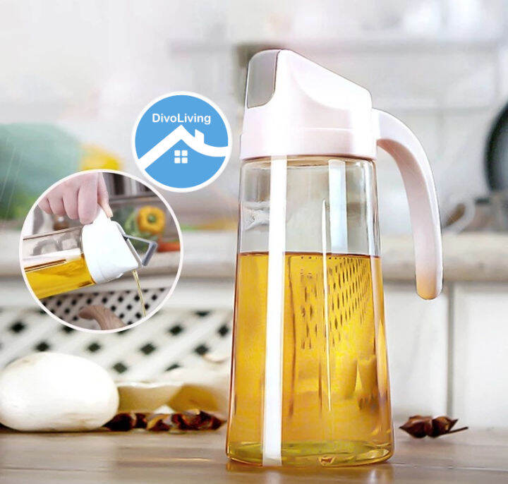 🌾READY STOCK🌾 630/300 ML Auto Flip Cover Glass Oil Bottle Dispenser ...