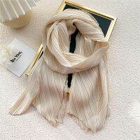 【CC】♛☇♕  Pleated Scarf Crinkled Scarves Color Headscarf Hijab Muslim Wrap Cotton Shawl