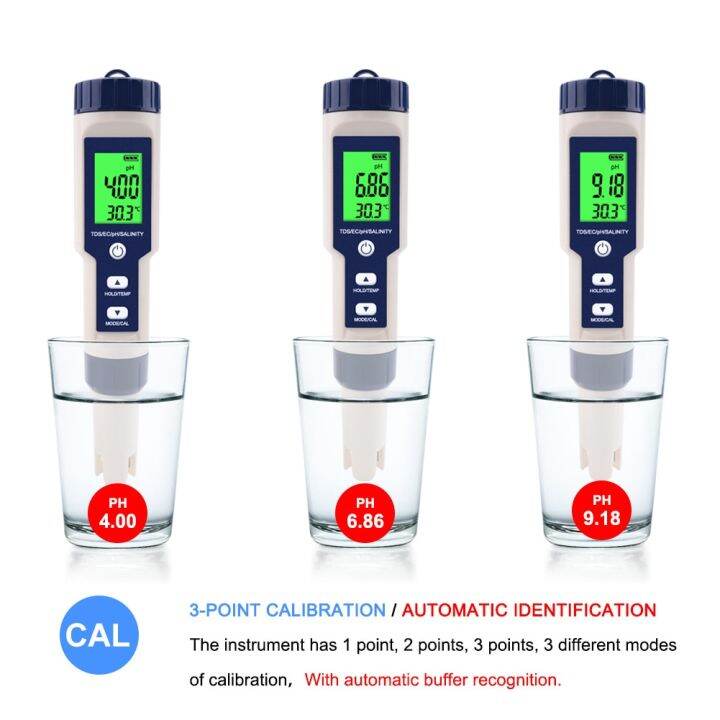 เครื่องทดสอบเครื่องตรวจคุณภาพน้ำดิจิทัล5-in-1-tds-มิเตอร์พีเฮชค่า-ph-tds-ec-เครื่องวัดอุณหภูมิสำหรับสระว่ายน้ำน้ำดื่มเครื่องมือสำหรับพิพิธภัณฑ์สัตว์น้ำ