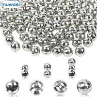 QINXUXU 120PCS 10มม. ค่ะ ลูกปัดดิสโก้บอล กลมกลมๆ ลูกบอลลูกบอลลูกบอล ลูกปัด mirrorball ของชำร่วยงานเลี้ยงเต้นรำ เงินสีเงิน 80S ค่ะ สำหรับทำเครื่องประดับ