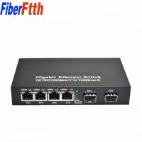 【Customer favorite】 ตัวแปลงสื่อออปติคัลไฟเบอร์ Gigabit Ethernet Switch 10/100/1000M 4 RJ45 UTP และ2พอร์ตไฟเบอร์ SFP