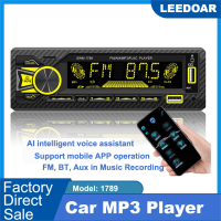 APP &amp; AI Voice Control Indash Car Radio Autoradio 1 DIN Stereo FM Receiver 7 Color Lights Display เครื่องเล่น Mp3สำหรับรถยนต์