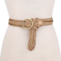 Korean Women Knitted Cowskin Belt Pin Buckle High Quality Female Leather Belt Brown Fashion Waist Strap For Jeans Skirt 100cm