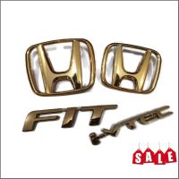 os อุปกรณ์เสริมรถยนต์ 4 ชิ้นPCS ** Honda** JAZZ**FIT** ivtec** 2008-2013 สีทอง GE8 gold Car Logo Emblem