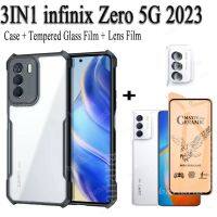 เคสกันกระแทก Infinix Zero 5G 2023เคสกันกระแทกโปร่งใสฝาครอบโทรศัพท์ + ฟิล์มฝ้าเซรามิก + ฟิล์มเลนส์กล้องถ่ายรูป3 In 1