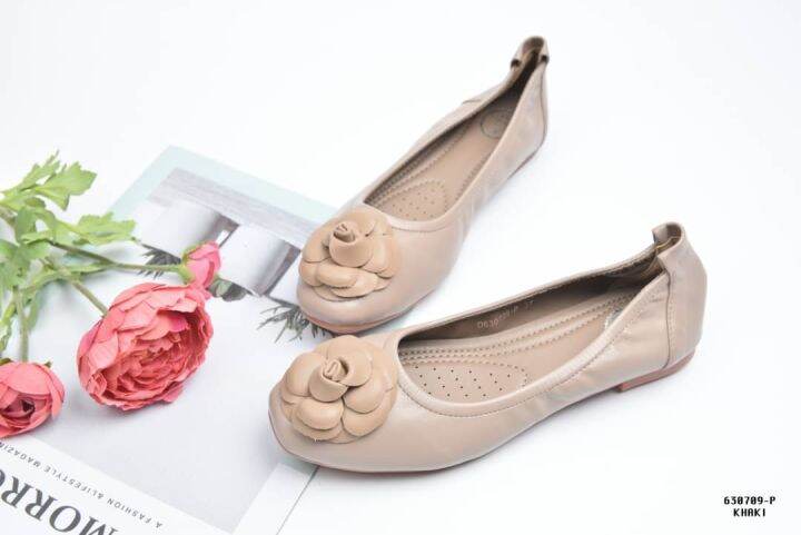 size-36-42-flat-flower-รองเท้าส้นแบน-หุ้มส้น-ทรงบัลเล่ต์-แต่งดอกไม้ด้านหน้า-คุณภาพดี-หนังนุ่มมาก-ใส่ทำงานได้