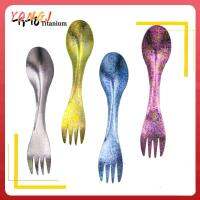 YONGJ คุณภาพสูง เบามาก เครื่องประดับ ช้อนส้อมปิคนิค TiTo Titanium Spork Camping Traval เครื่องครัวกลางแจ้ง