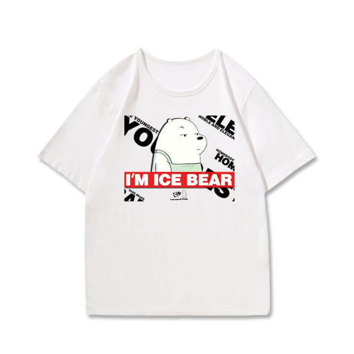 มีสินค้า-we-bare-bears-ins-เสื้อยืดแขนสั้นสุดฮอตการ์ตูนอนิเมะพิมพ์ลายเทรนด์เสื้อยืดแขนสั้น