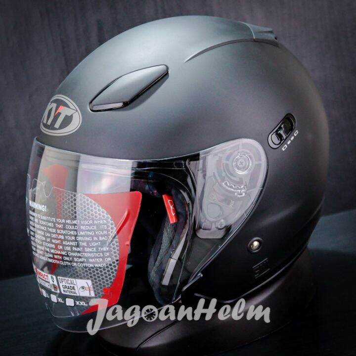 KYT HELM DJ MAXI SOLID BLACK DOFF DJMAXI DOUBLE VISOR Lazada