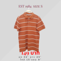 เสื้อ EST 1984 ไซส์ S สีน้ำตาลอิฐ รอบอก 34" เสื้อโปโลชาย เสื้อมือสองแบรนด์แท้ คุณภาพดี เกรดคุณภาพ!!