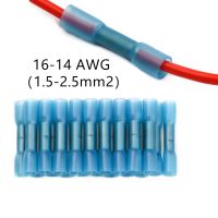 [HOT JJRQQZLXDEE 574] 25/50/100PCS Blue Heat Shrink Butt Terminals Insulated Electric Wire Connectors 16-14 AWG Cable Crimping Terminals Connector