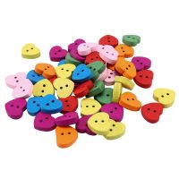 50 pcs Colorful Wooden Buttons Sewing Scrapbooking Craft