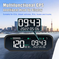 พลังงานแสงอาทิตย์รถ HUD GPS Head-Up Display นาฬิกาดิจิตอล Speedometer Over-Speed Alarm ความเมื่อยล้าขับรถแจ้งเตือนระดับความสูง Mileage Display