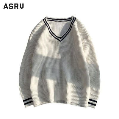 ASRV เสื้อกันหนาว ผช เสื้อกันหนาว ผู้ชาย สเวตเตอร์ชาย sweaters for men เสื้อกันหนาวคู่ผู้ชายหลวมขี้เกียจลมนักเรียนคอวีเสื้อกันหนาวแจ็คเก็ตเวอร์ชั่นเกาหลีแนวโน้มวิทยาลัยลมเสื้อกันหนาว