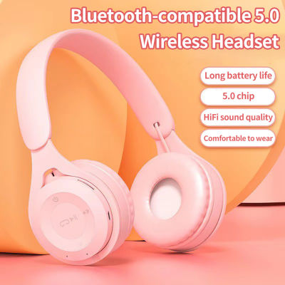 หูฟังไร้สายหูฟังออกกำลังสเตอริโอเล่นเกมสำหรับคอมพิวเตอร์ที่มีน้ำหนักเบา Bluetooth-compatible5.0น่ารักลดเสียงรบกวนอัจฉริยะความละเอียดสูง