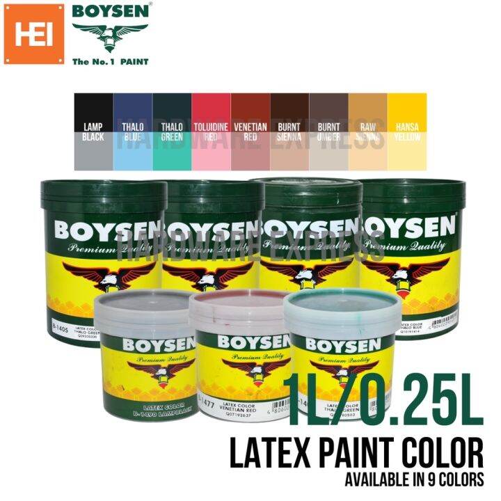 BOYSEN Latex Color 1Liter (Lamp Black Thalo Green Thalo Blue Burnt ...